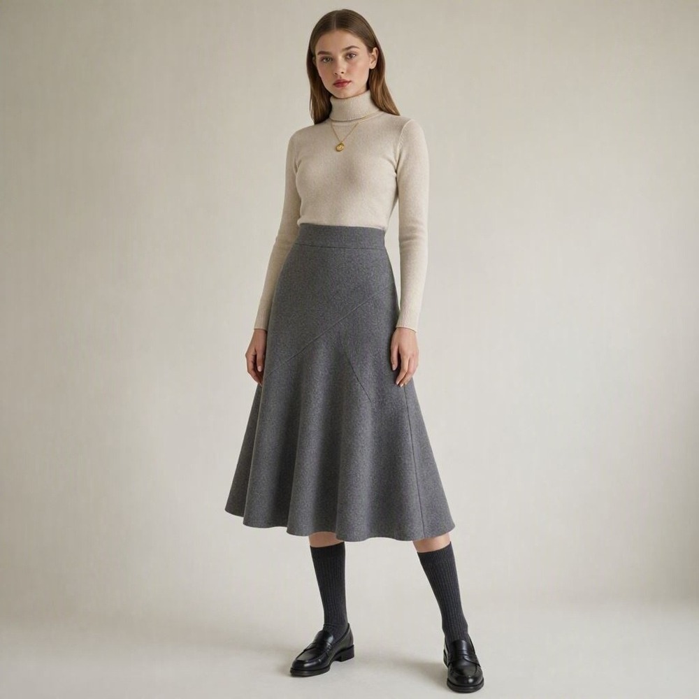 Y2K Whimsigoth Boho Bohemian Minimalist East 5th Size 4 Gray A-Line Midi Skirt
